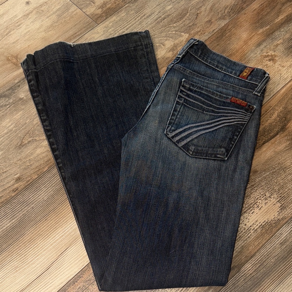 7 For All Mankind Dark Blue Flare Jeans